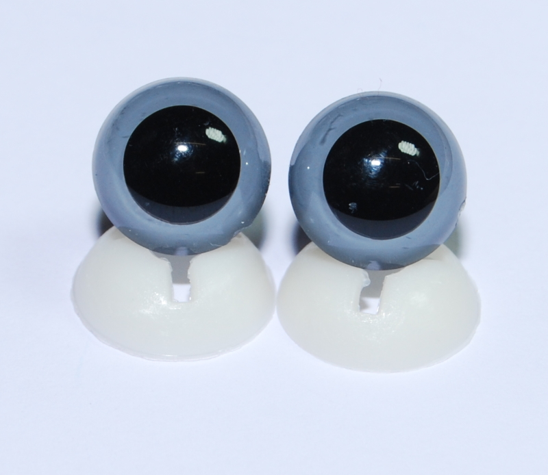 Pack of 1 Pair - 18mm Grey Eyes with Plastic Backs
