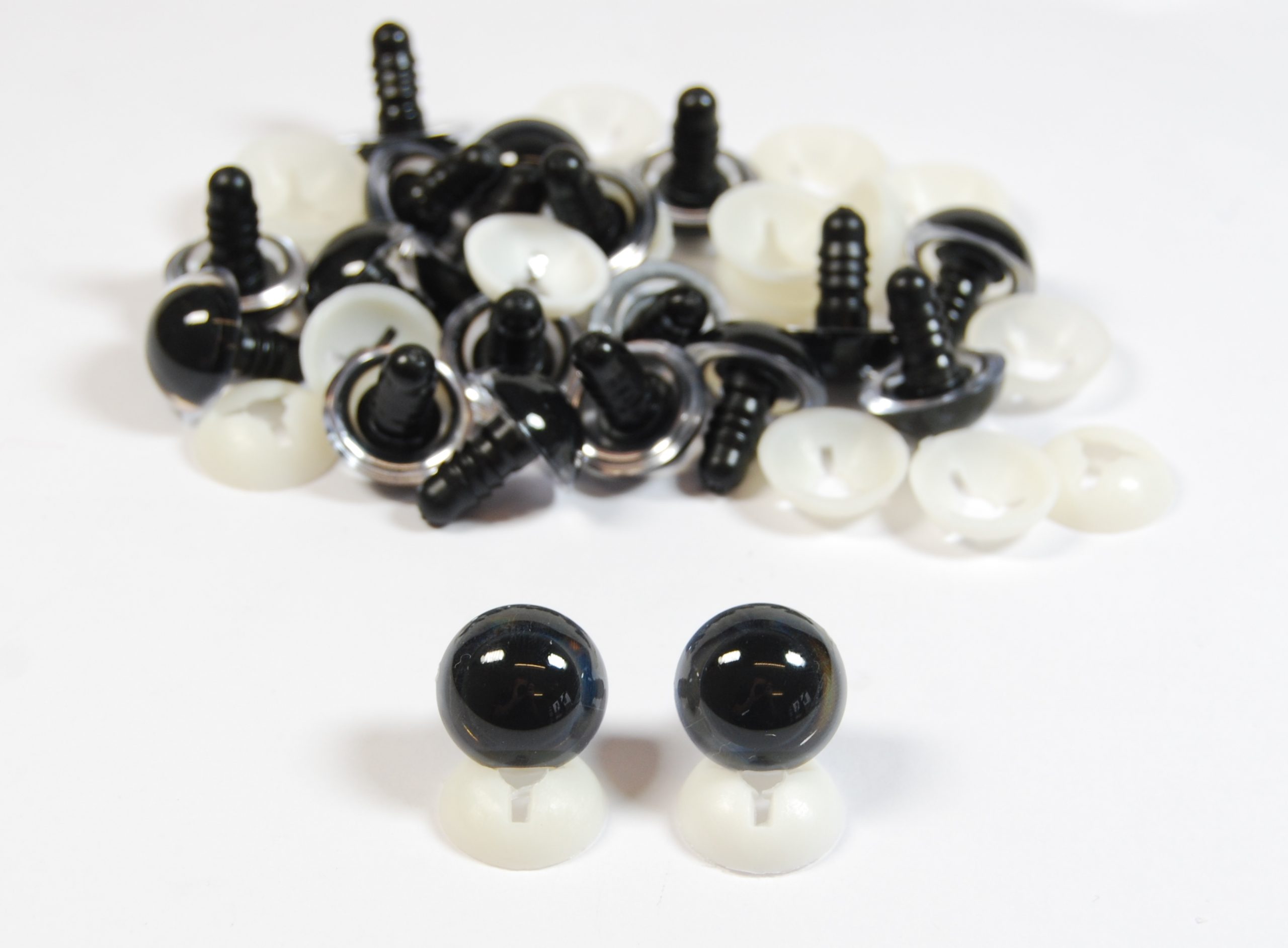 Pack of 10 Pairs - 18mm CLEAR Transparent Eyes with Plastic Backs