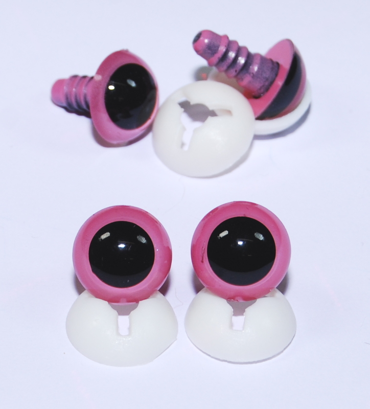 15 mm Pink Plastic eyes 2 pairs 
