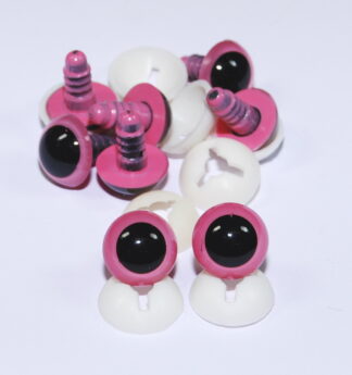 Pack of 4 Pairs - 15mm Pink Eyes with Plastic Backs