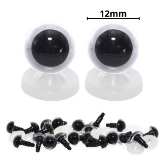 12mm Transparent Clear Eyes with Plastic Backs