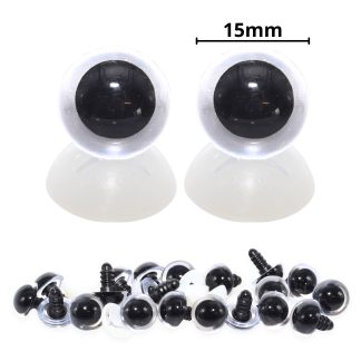 15mm Transparent Clear Eyes with Plastic Backs