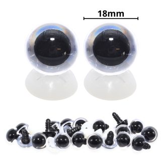 18mm Transparent Clear Eyes with Plastic Backs