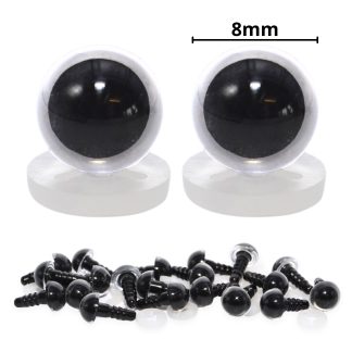 8mm Transparent Clear Eyes with Plastic Backs