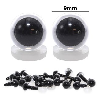 9mm Transparent Clear Eyes with Plastic Backs