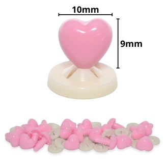 10mm x 9mm Baby Pink Heart Noses with Plastic Backs