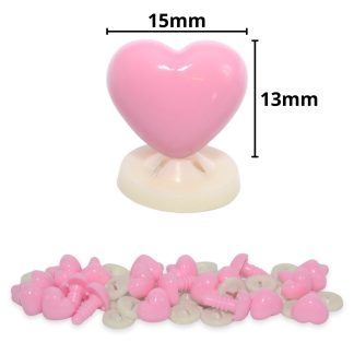 15mm x 13mm Baby Pink Heart Noses with Plastic Backs