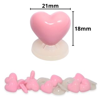 21mm x 18mm Baby Pink Heart Noses with Plastic Backs