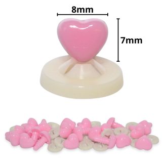 8mm x 7mm Baby Pink Heart Noses with Plastic Backs