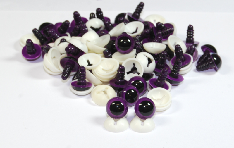 Pack of 50 Pairs - 15mm Purple Dome Eyes with Plastic Backs