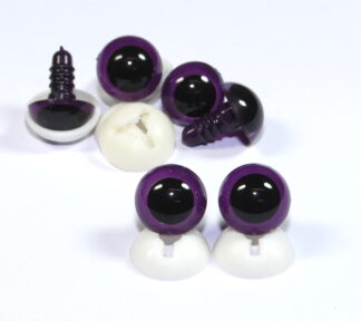 Pack of 3 Pairs - 15mm Purple Dome Eyes with Plastic Backs