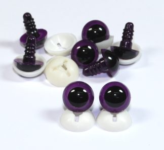 Pack of 4 Pairs - 15mm Purple Dome Eyes with Plastic Backs