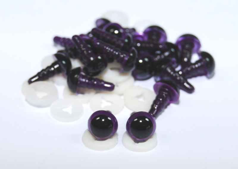 Pack of 10 Pairs - 8mm Purple Dome Eyes with Plastic Backs
