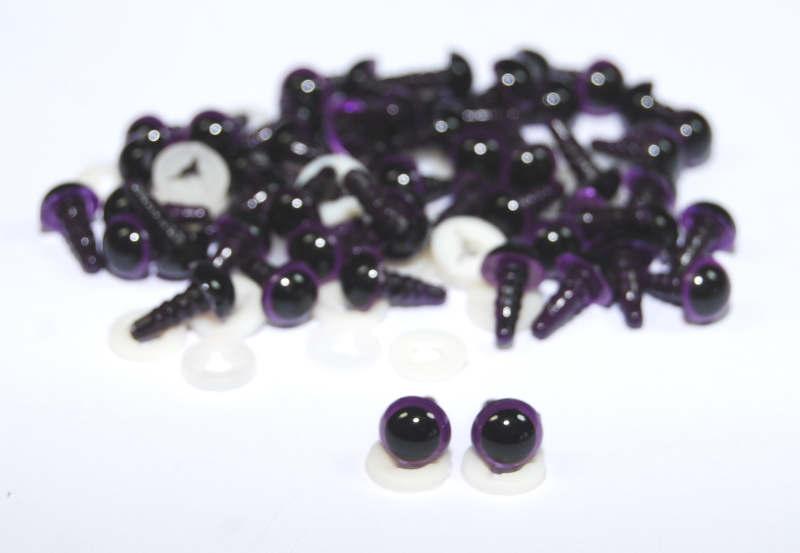 Pack of 25 Pairs - 8mm Purple Dome Eyes with Plastic Backs