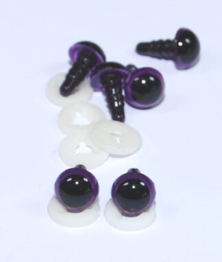 Pack of 3 Pairs - 8mm Purple Dome Eyes with Plastic Backs