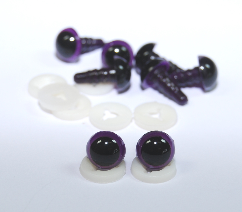 Pack of 4 Pairs - 8mm Purple Dome Eyes with Plastic Backs