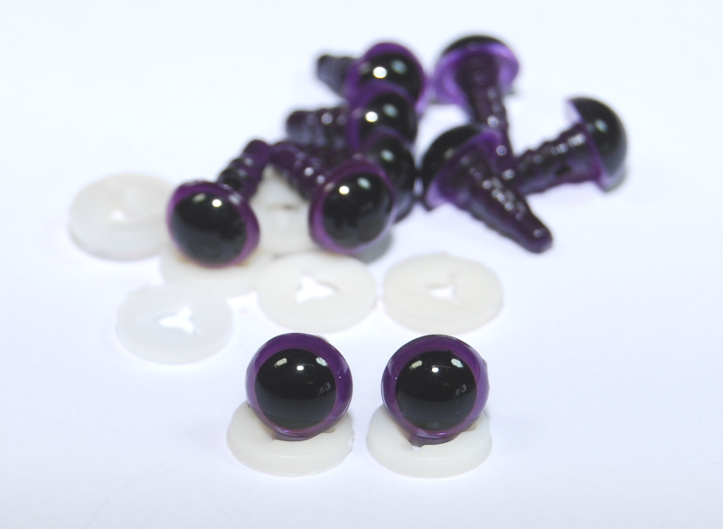 Pack of 5 Pairs - 8mm Purple Dome Eyes with Plastic Backs