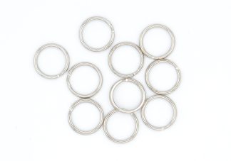 Pack of 10 - SILVER - 15mm Round Silver Colour - Double Loop Split Ring for Keyrings
