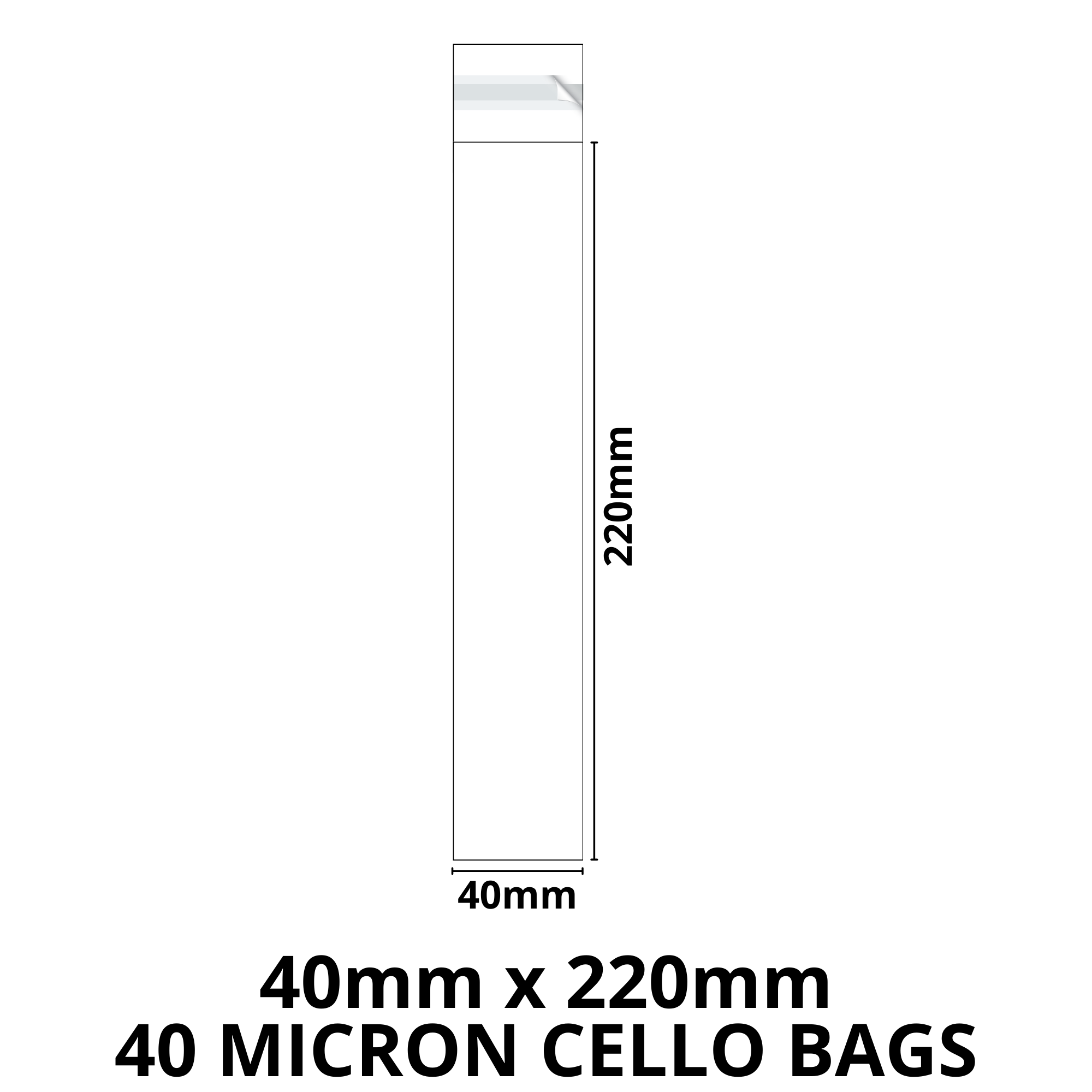 40mm x 220mm + 30mm Self Seal Flap - Cellophane Display Bags - 30 Micron - Small Cello - Image 3
