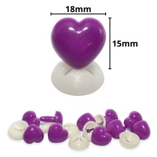 18mm x 15mm Purple Heart Noses with Plastic Backs