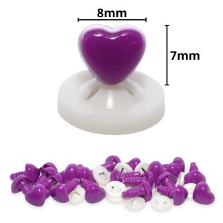 8mm x 7mm Purple Heart Noses with Plastic Backs