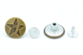 17mm 7 Star Bronze Jean Buttons - Hammer On Studs & Pins