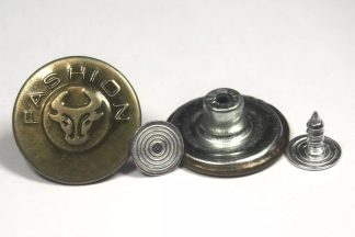 20mm Buffalo Fashion Bronze Jean Buttons - Hammer On Studs & Pins