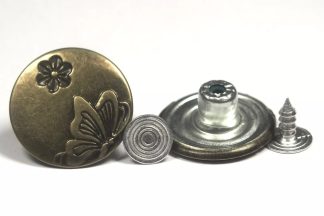 20mm Butterfly Bronze Jean Buttons - Hammer On Studs & Pins