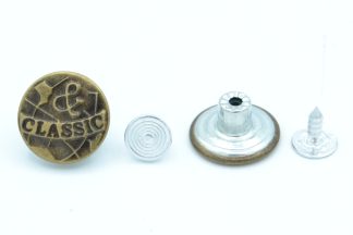 17mm & Classic Bronze Jean Buttons - Hammer On Studs & Pins