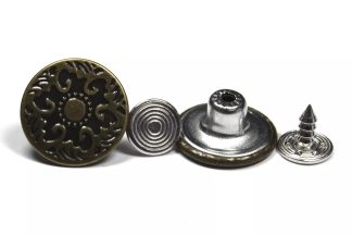 17mm Flower Bronze Jean Buttons - Hammer On Studs & Pins