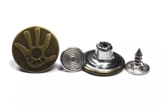 17mm Handprint Bronze Jean Buttons - Hammer On Studs & Pins
