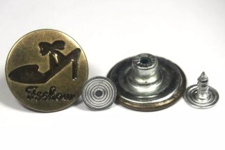 20mm Shoe Bronze Jean Buttons - Hammer On Studs & Pins