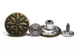 17mm Snowflake Bronze Jean Buttons - Hammer On Studs & Pins