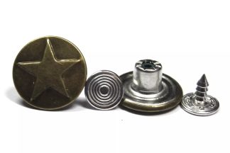 17mm Star 1 Bronze Jean Buttons - Hammer On Studs & Pins