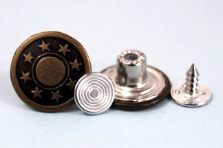 17mm Stars Bronze Jean Buttons - Hammer On Studs & Pins