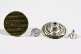 20mm Stripe Fashion Bronze Jean Buttons - Hammer On Studs & Pins