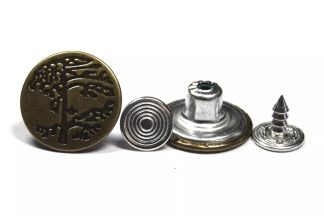 17mm Tree Bronze Jean Buttons - Hammer On Studs & Pins