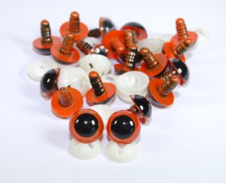 Pack of 10 Pairs - 18mm Orange Glass Like Eyes with Plastic Backs