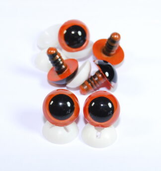 Pack of 3 Pairs - 18mm Orange Glass Like Eyes with Plastic Backs