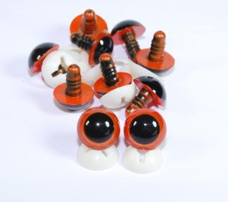 Pack of 5 Pairs - 18mm Orange Glass Like Eyes with Plastic Backs