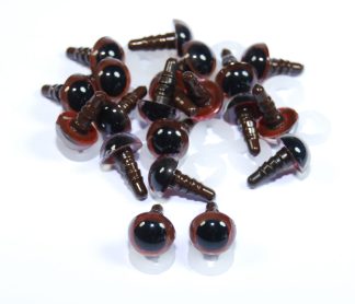 Pack of 10 Pairs - 8mm Brown Eyes with Plastic Backs