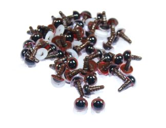 Pack of 25 Pairs - 8mm Brown Eyes with Plastic Backs
