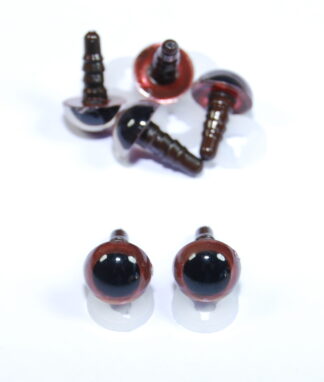 Pack of 3 Pairs - 8mm Brown Eyes with Plastic Backs