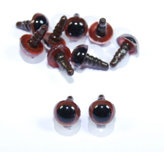 Pack of 5 Pairs - 8mm Brown Eyes with Plastic Backs