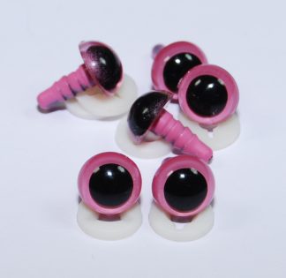Pack of 3 Pairs - 9mm Pink Eyes with Plastic Backs