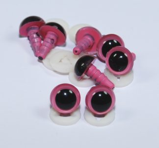 Pack of 4 Pairs - 8mm Pink Eyes with Plastic Backs