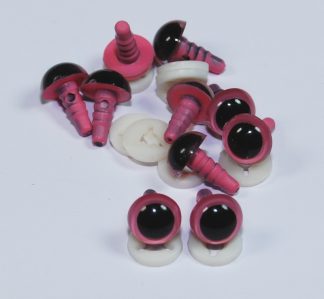 Pack of 5 Pairs - 9mm Pink Eyes with Plastic Backs