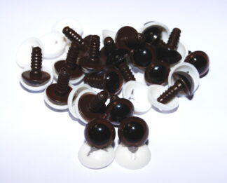 Pack of 10 Pairs - 15mm Brown Eyes with Plastic Backs