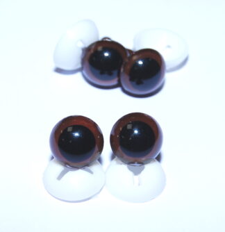 Pack of 2 Pairs - 15mm Brown Eyes with Plastic Backs