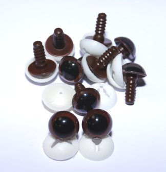 Pack of 5 Pairs - 18mm Brown Eyes with Plastic Backs